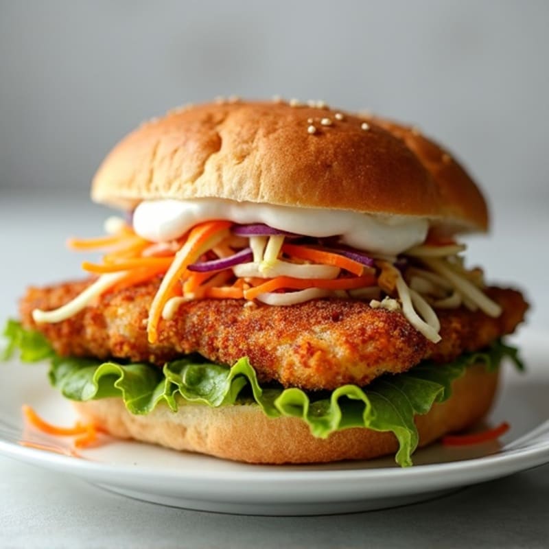 Crispy Baked Chicken Sandwich with Greek Yogurt Slaw