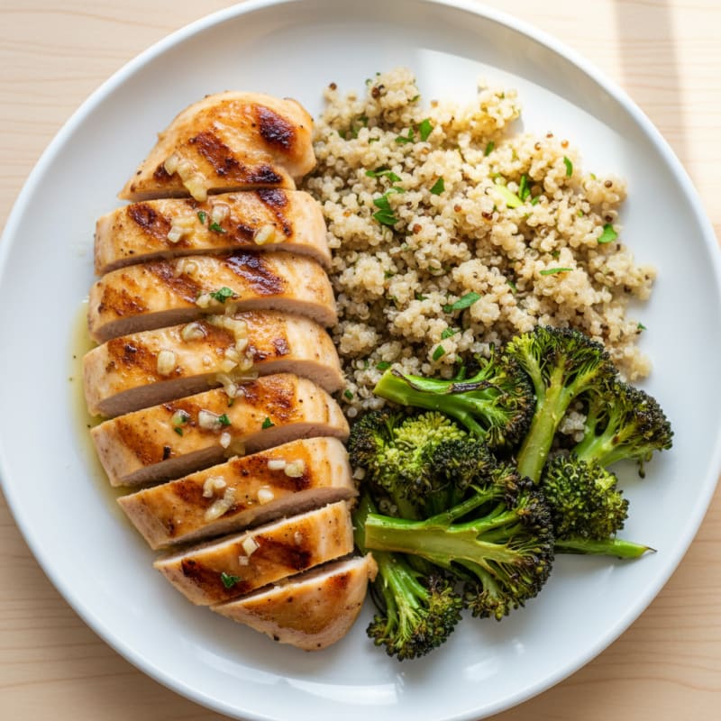 Grilled Lemon Garlic Chicken Breast with Broccoli and Quinoa