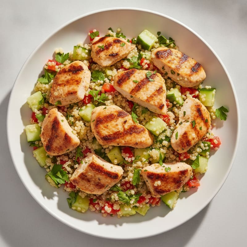 Grilled Chicken and Quinoa Salad with Crunchy Vegetables