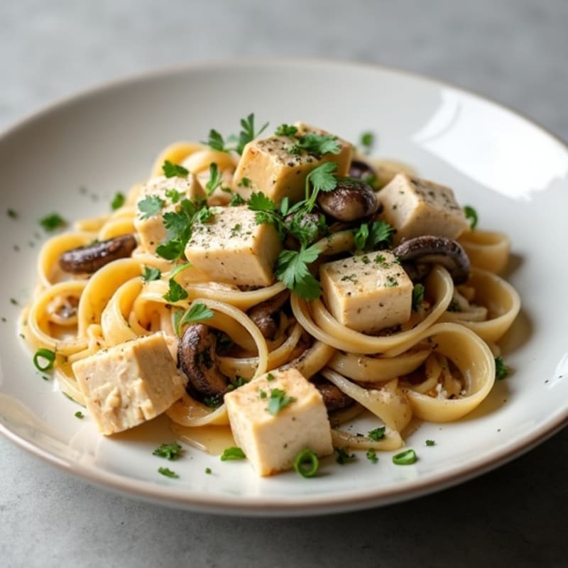 Creamy Garlic-Truffle Mushroom Linguine