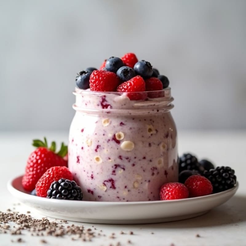 Creamy Berry High-Protein Overnight Oats