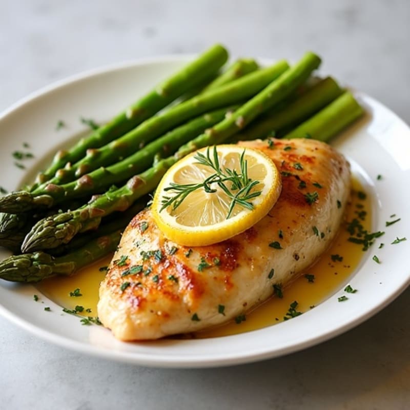 Lemon Herb Roasted Chicken with Crispy Asparagus