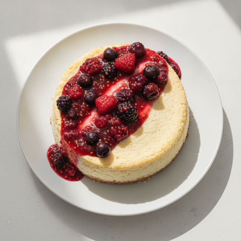 Creamy Cottage Cheese Protein Cheesecake with Berry Compote