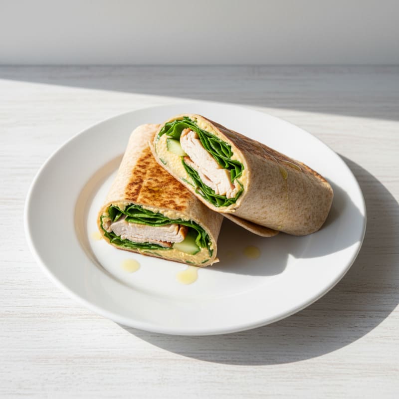 Grilled Turkey and Spinach Wrap with Hummus