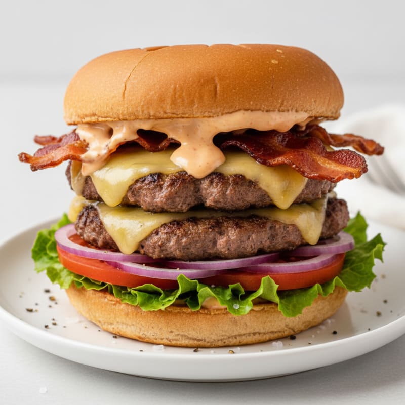 Double Bacon Cheeseburger with Secret Sauce
