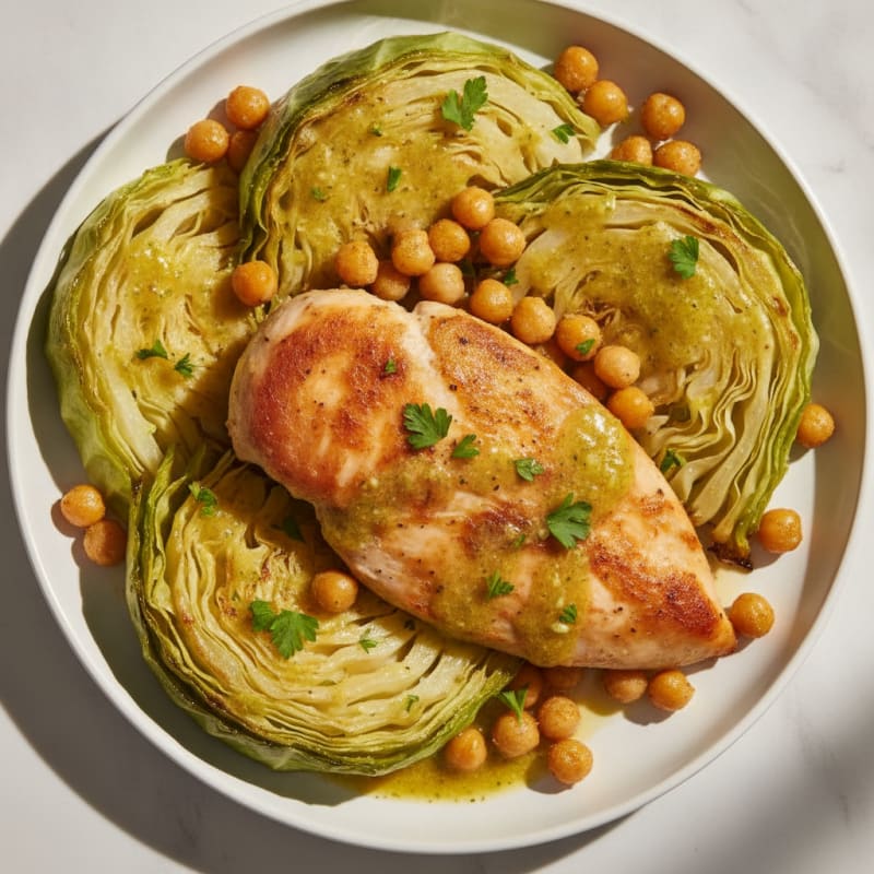 Roasted Cabbage with Lemon-Herb Dressing