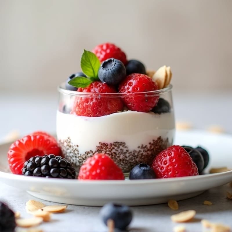Creamy Greek Yogurt Parfait with Mixed Berries and Chia Seeds