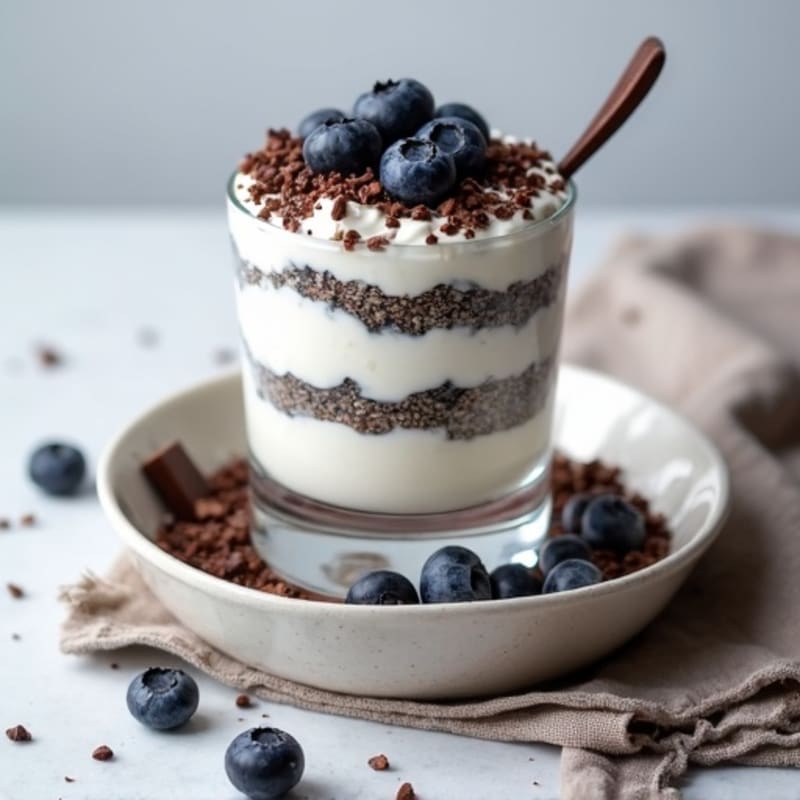 Greek Yogurt Protein Parfait with Chia Seeds and Dark Chocolate