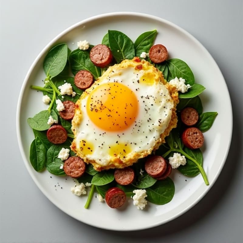 Egg White and Turkey Sausage Scramble with Spinach and Feta
