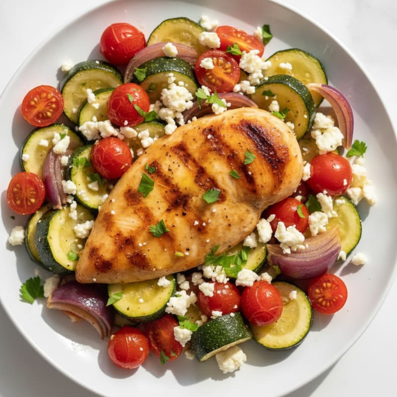 Lemon-Herb Greek Chicken with Roasted Vegetables