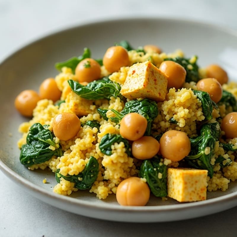 Creamy Tofu Scramble with Spinach and Chickpeas