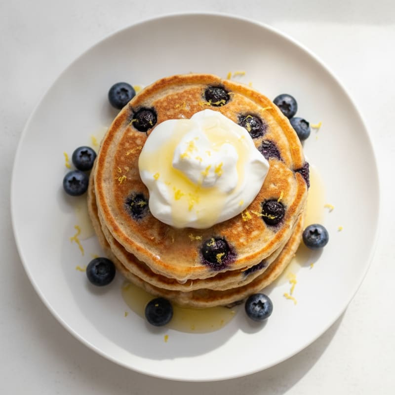 Blueberry Ricotta Pancakes with Lemon Zest