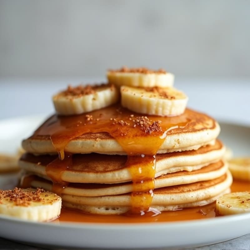 Protein-Packed Fluffy Pancakes with Warm Caramelized Bananas