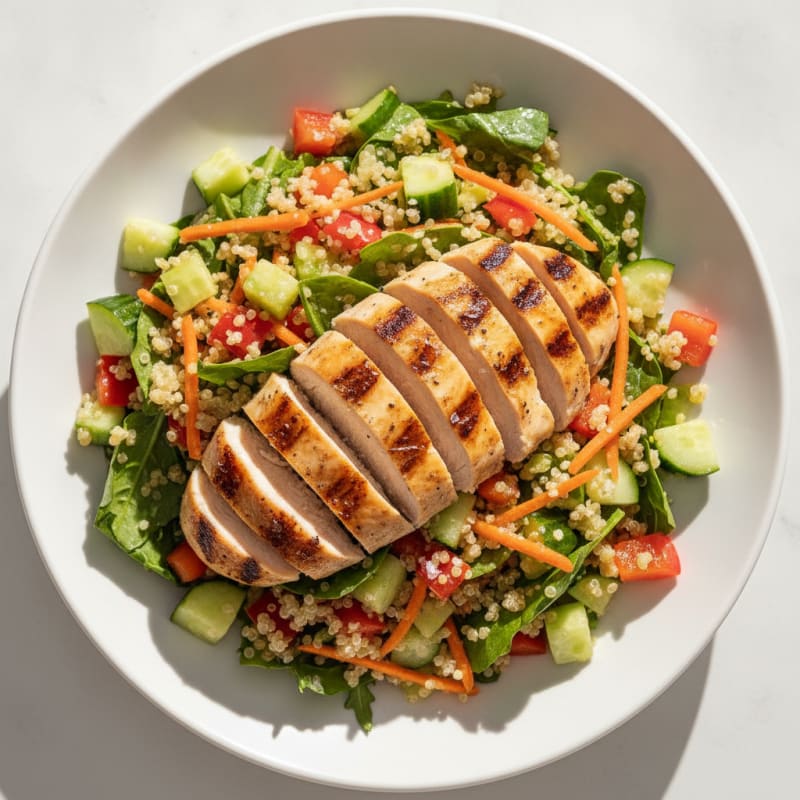 Grilled Chicken and Quinoa Salad with Crunchy Vegetables