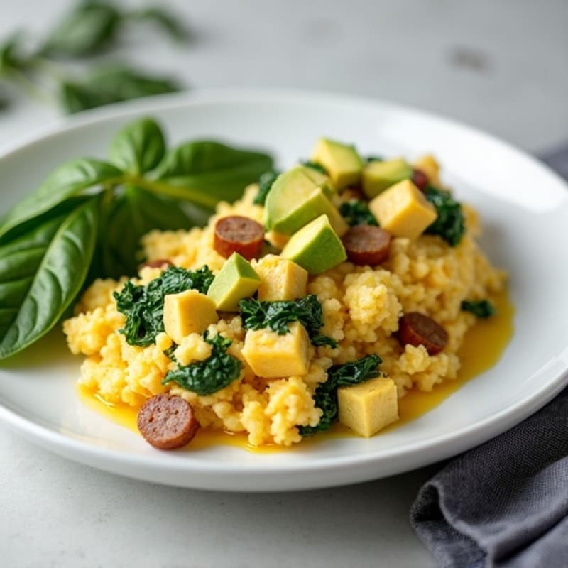 Egg White and Turkey Sausage Scramble with Spinach