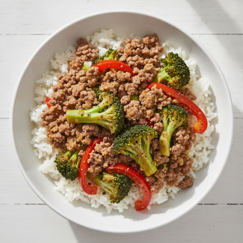 Ground Beef and Broccoli Rice Bowl