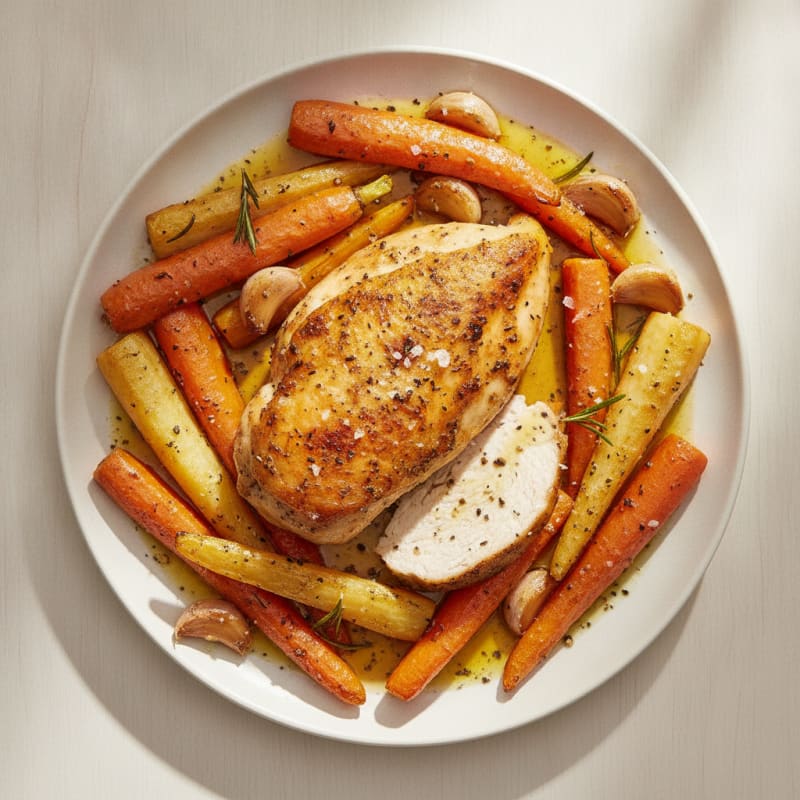 Garlic Herb Roasted Chicken with Root Vegetables