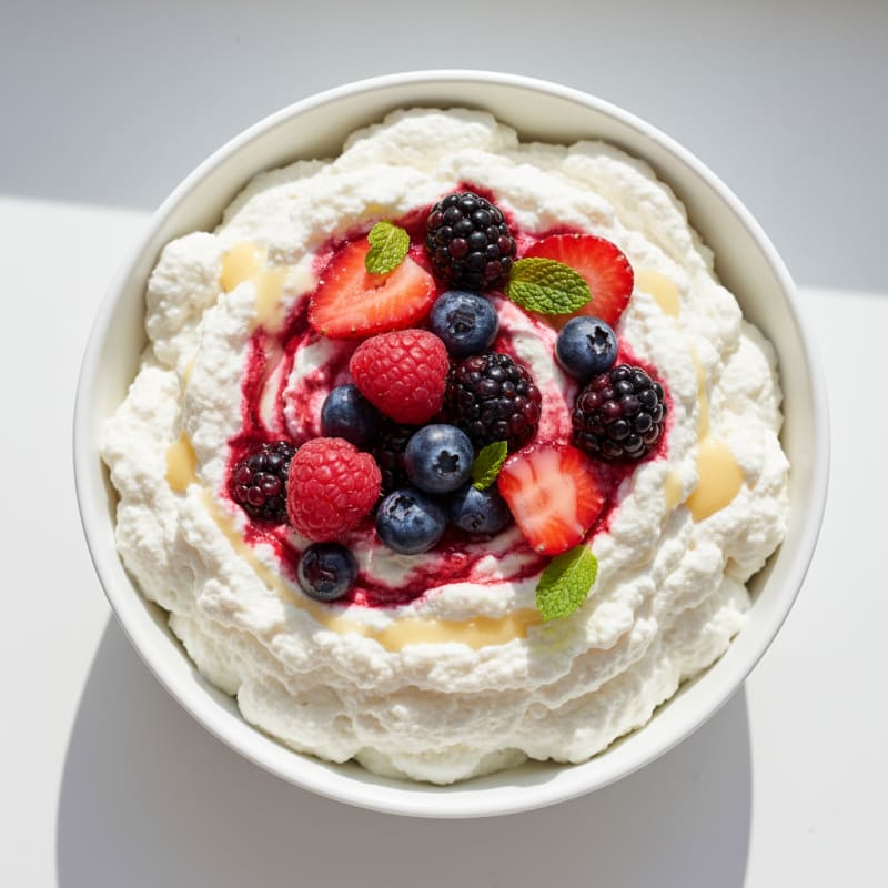 Greek Yogurt Protein Mousse with Mixed Berries