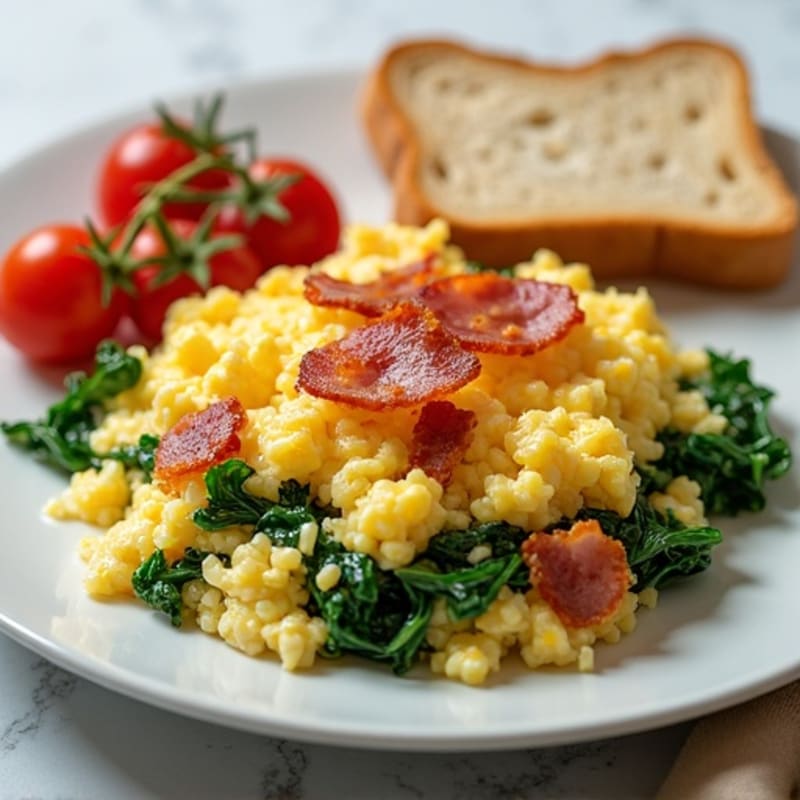 Egg White Scramble with Spinach and Turkey Bacon