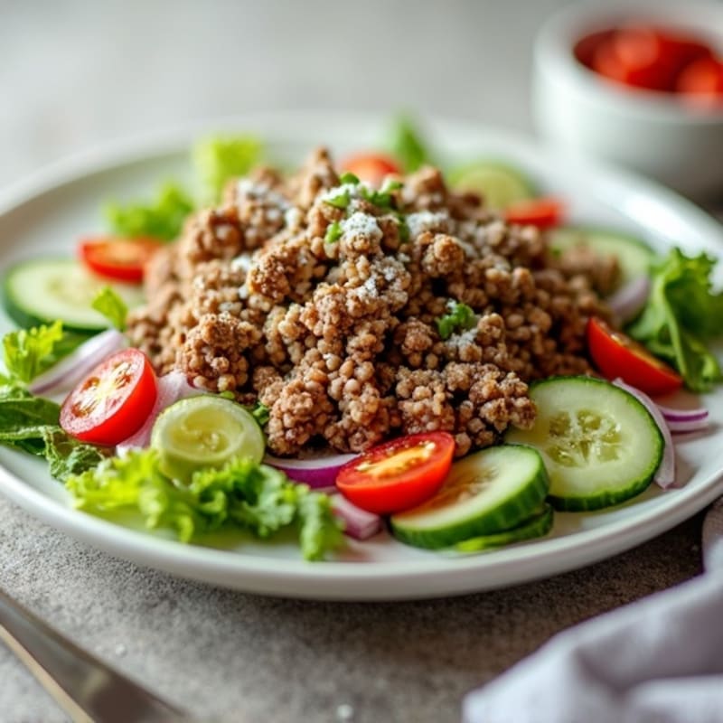 Lean Ground Beef Crispy Chopped Salad with Creamy Tangy Dressing