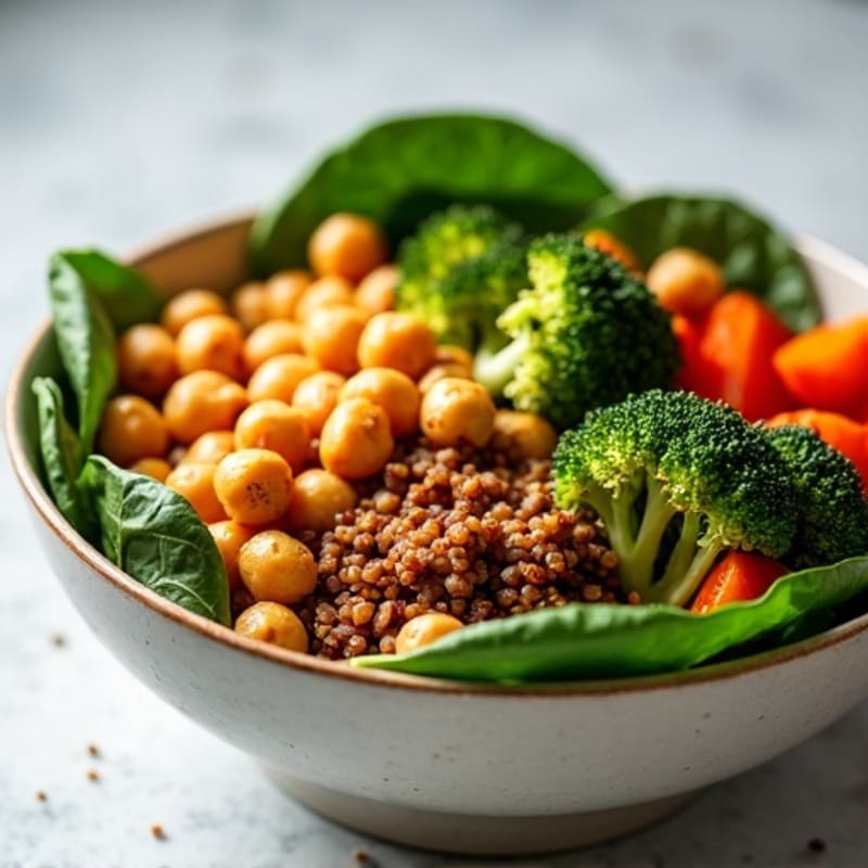 Crispy Chickpea and Roasted Vegetable Buddha Bowl