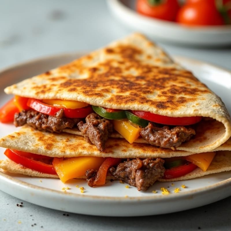 Crispy Lean Steak and Bell Pepper Quesadillas