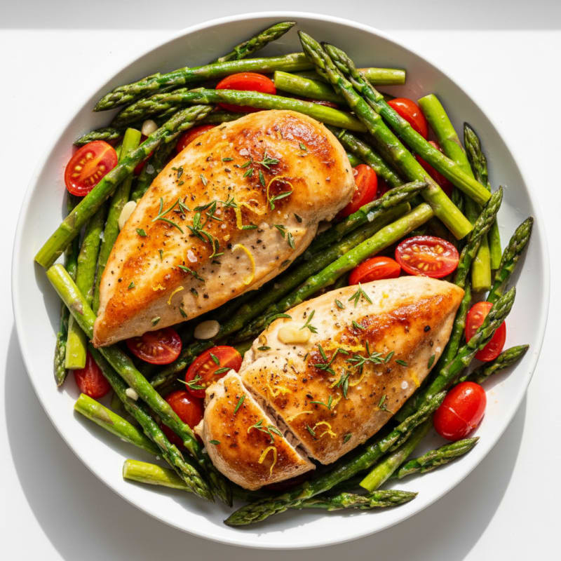 Lemon Herb Roasted Chicken with Asparagus