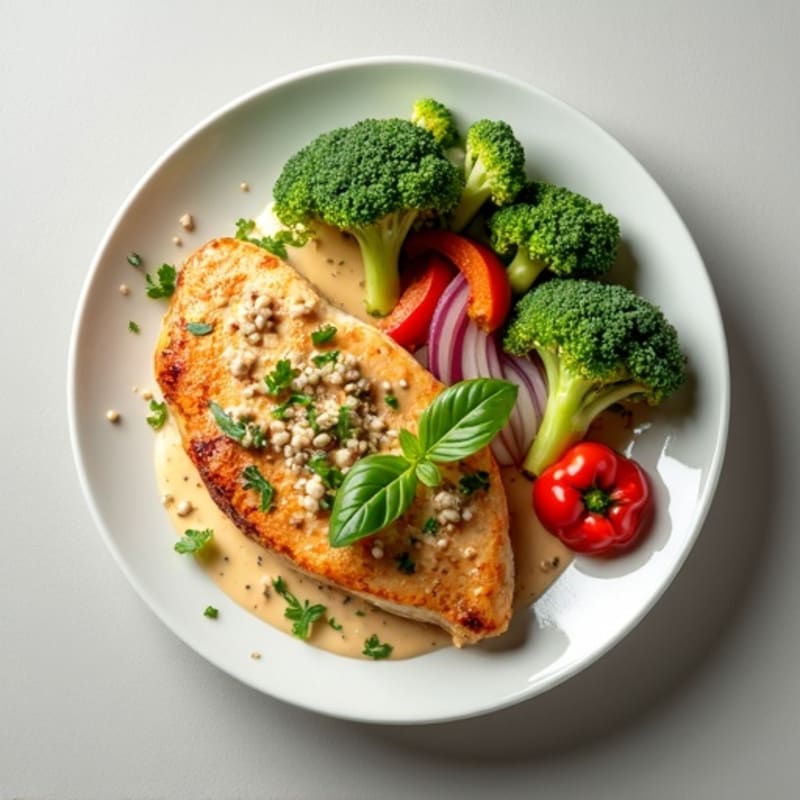 Creamy Coconut Chicken with Fresh Herbs and Crisp Vegetables