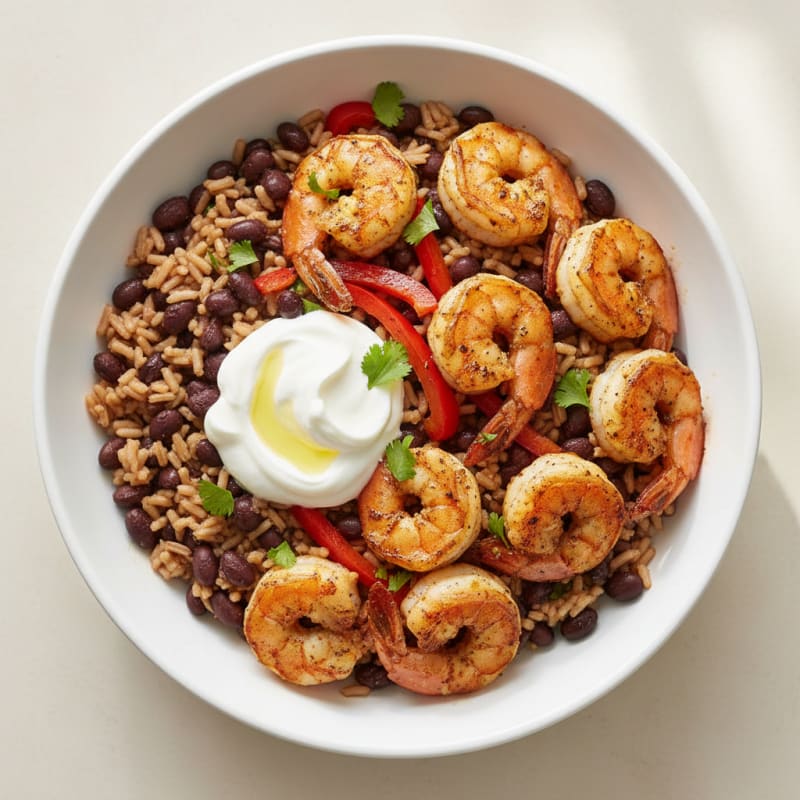 Grilled Shrimp and Black Bean Rice Bowl