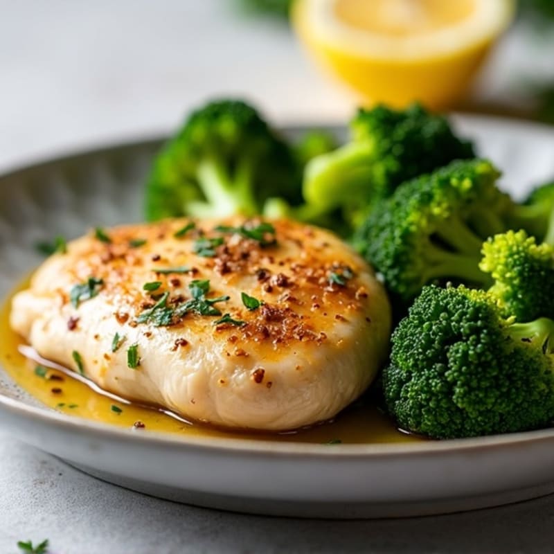 Garlic-Herb Pan Seared Chicken with Roasted Broccoli