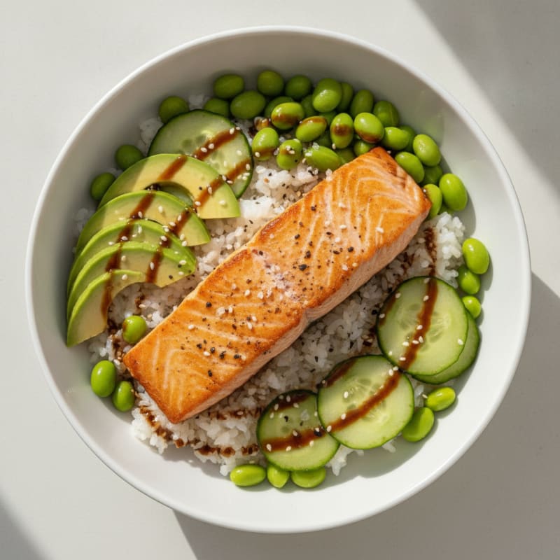 Salmon Sushi Rice Bowl with Avocado