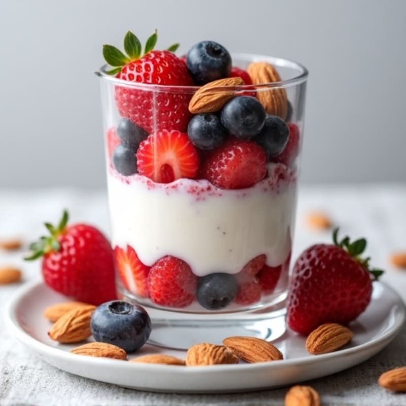 Greek Yogurt Protein Parfait with Berries and Almonds
