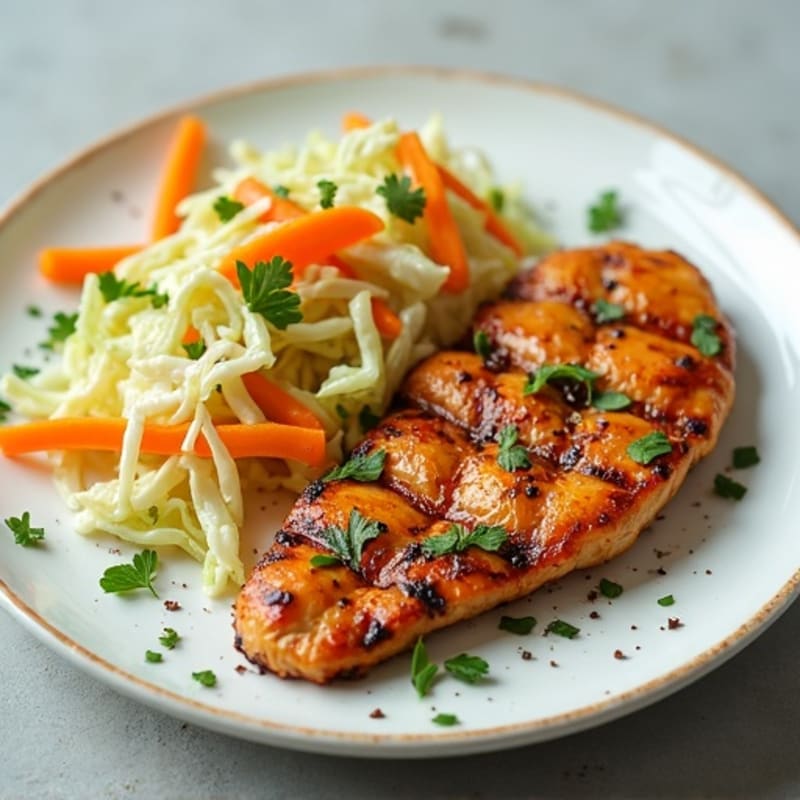 Grilled Chicken Breast with Crunchy Cabbage Slaw