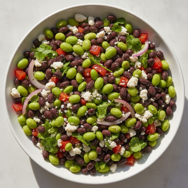 High-Protein Cilantro Lime Black Bean and Edamame Salad