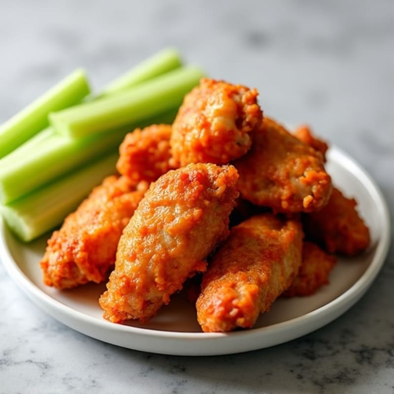 Crispy Baked Buffalo Chicken Wings with Fresh Celery