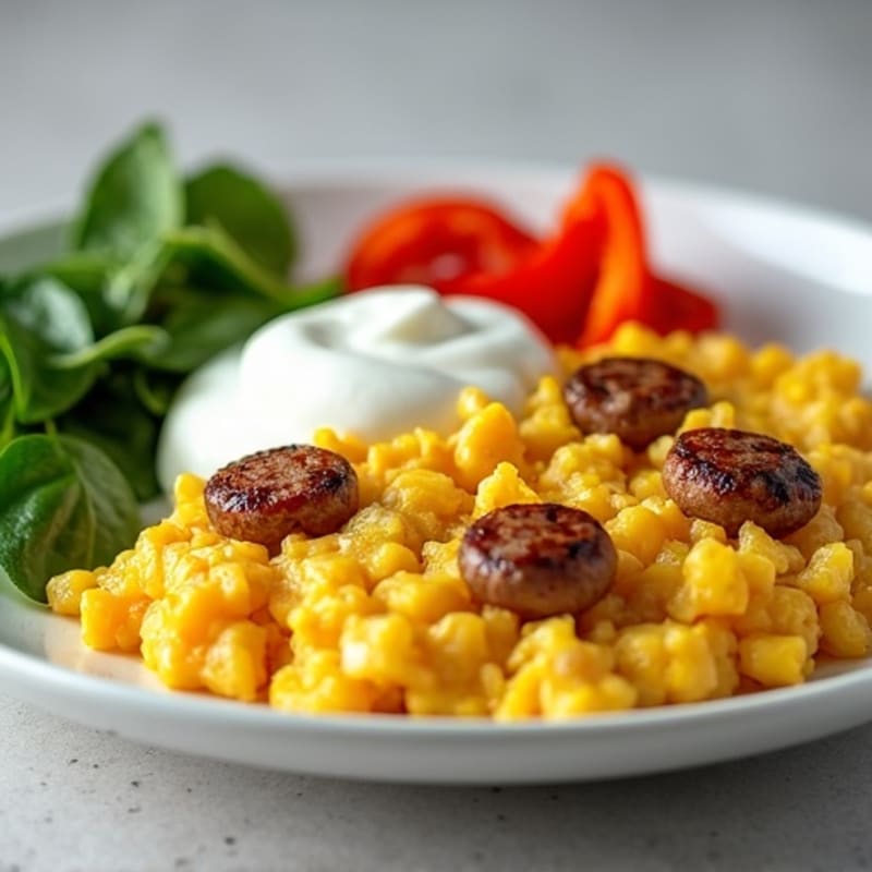 Egg White Scramble with Turkey Sausage and Greek Yogurt