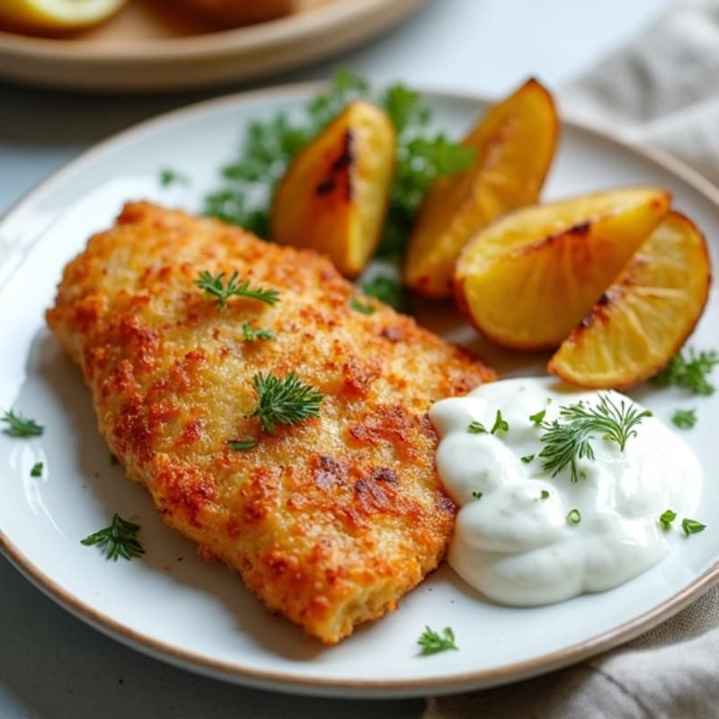 Crispy Baked Cod with Roasted Potato Wedges