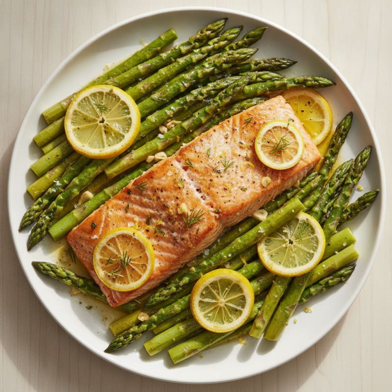 Lemon Herb Roasted Salmon with Asparagus