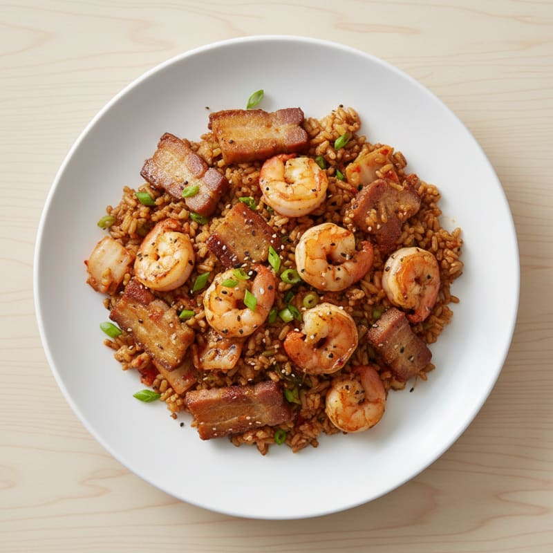 Crispy Pork Belly Kimchi Fried Rice