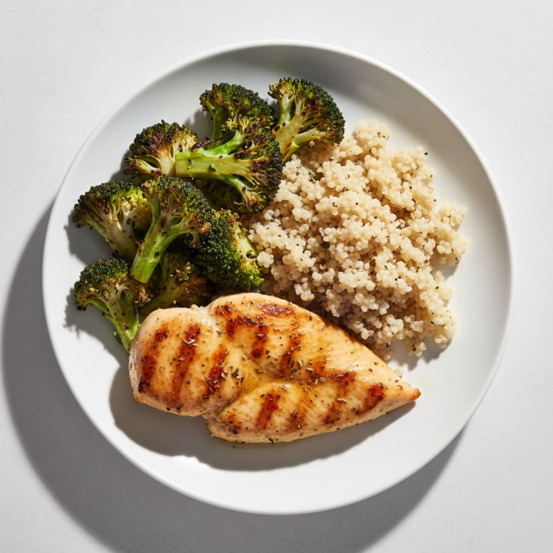 Grilled Lemon Herb Chicken with Quinoa and Roasted Broccoli