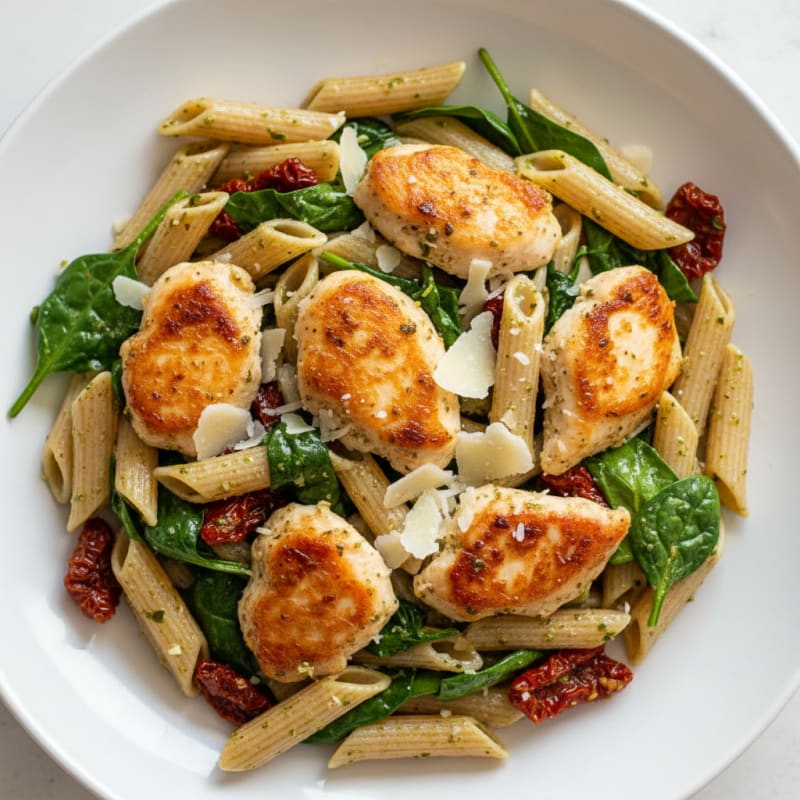 Pesto Chicken Pasta with Sun-Dried Tomatoes