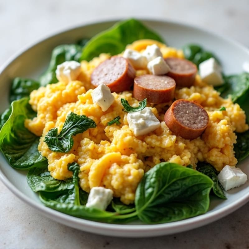 Egg White Scramble with Spinach and Turkey Sausage