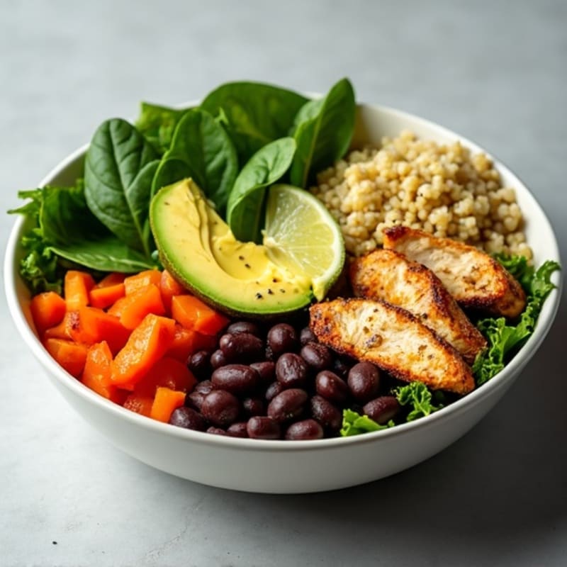 Triple-Protein Power Bowl with Grilled Chicken, Quinoa and Black Beans