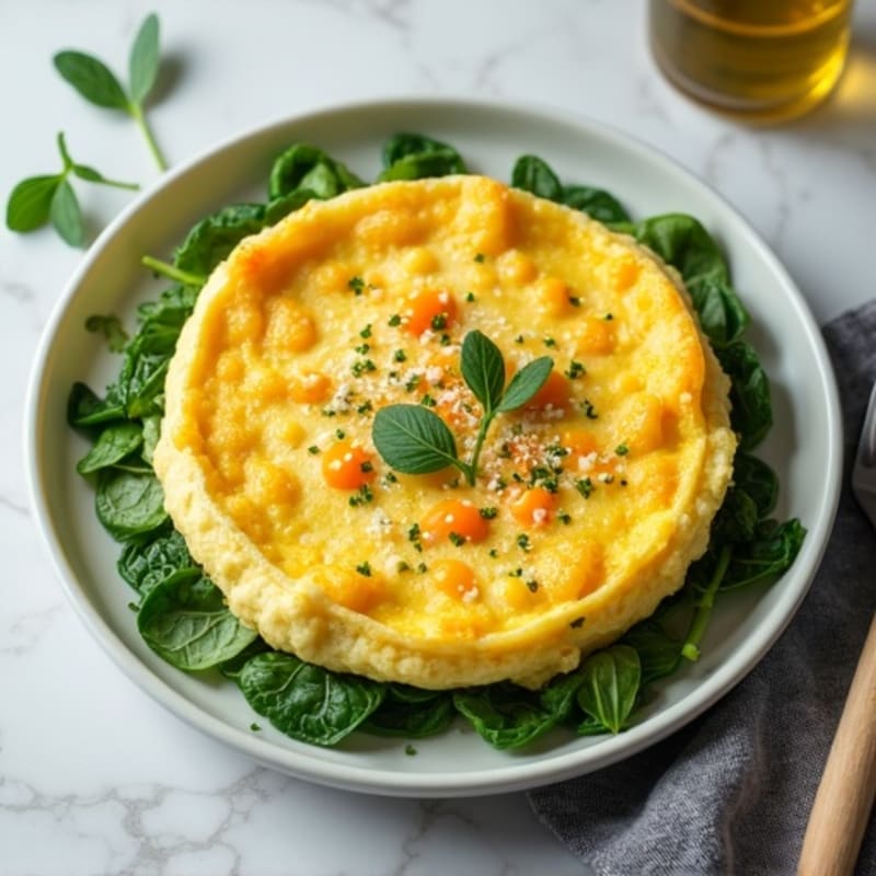 Fluffy Egg Omelette with Fresh Spinach and Herbs