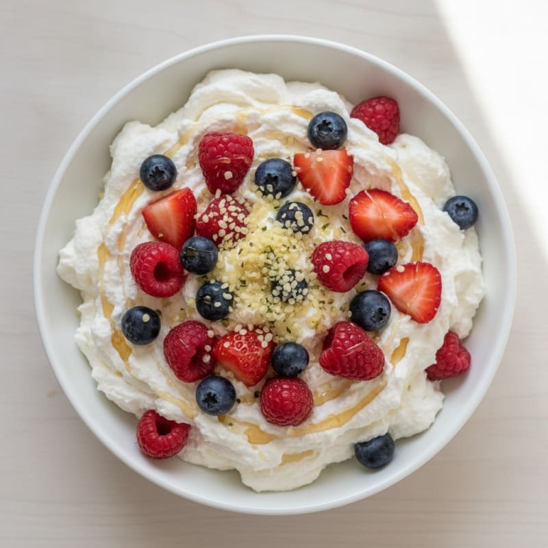 Silky Greek Yogurt Protein Mousse with Mixed Berries