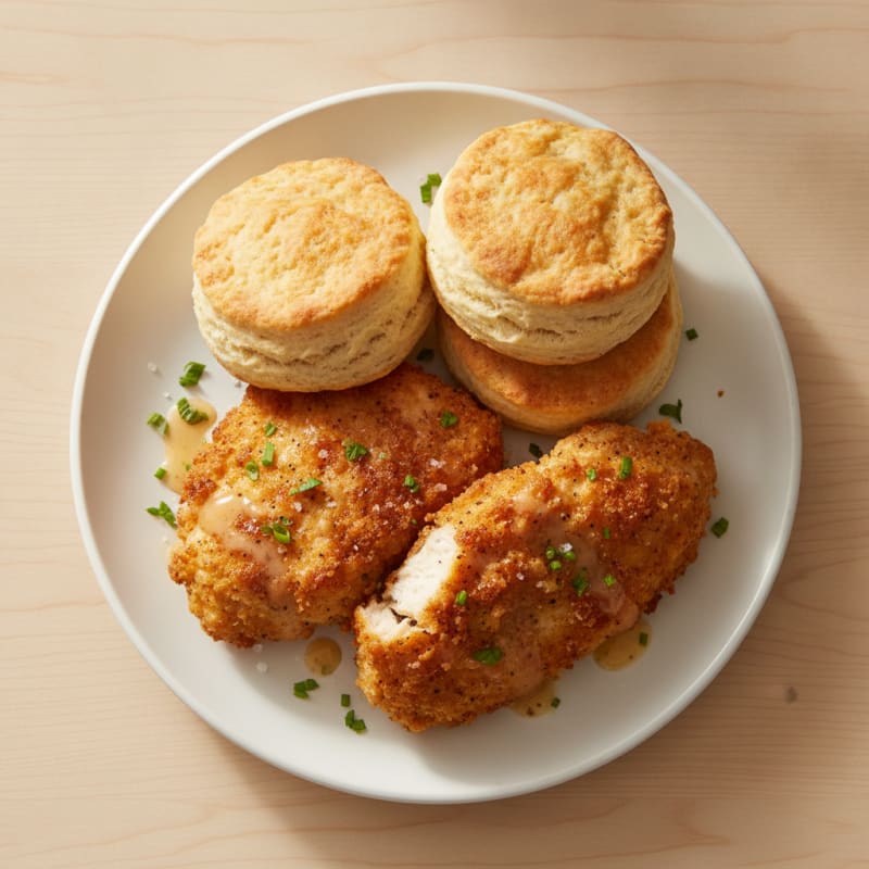 Buttermilk Fried Chicken and Fluffy Biscuits