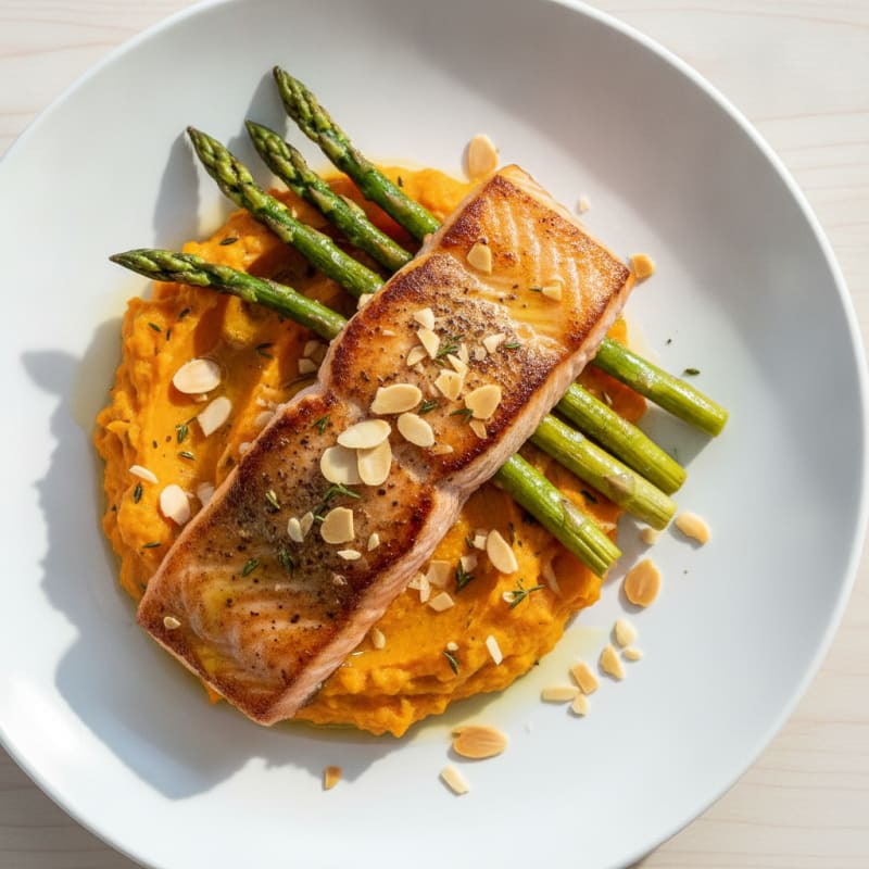 Pan-Seared Salmon with Herb Sweet Potato Mash