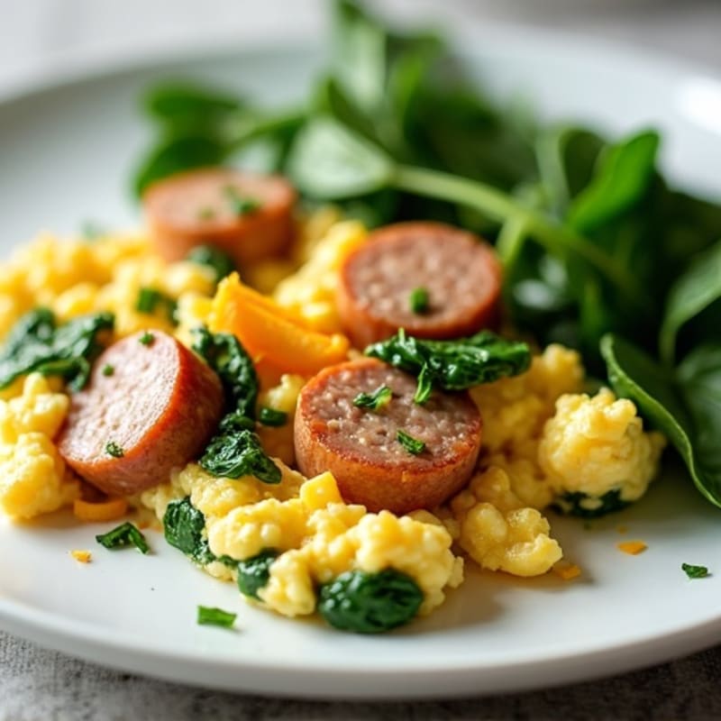 Egg White Scramble with Spinach and Turkey Sausage