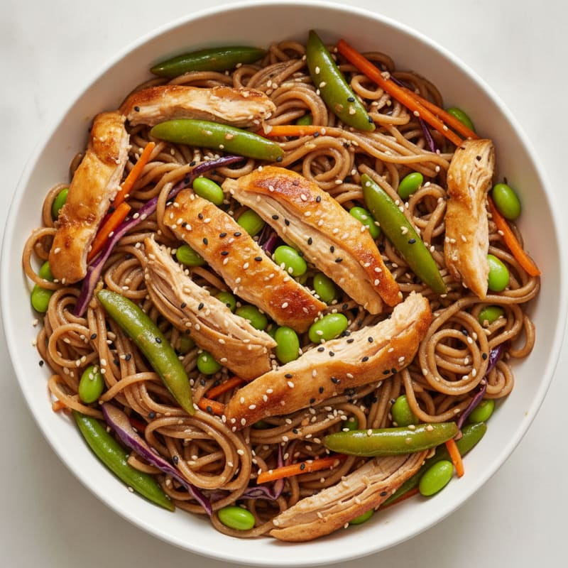 Chicken Asian Noodle Bowl with Edamame