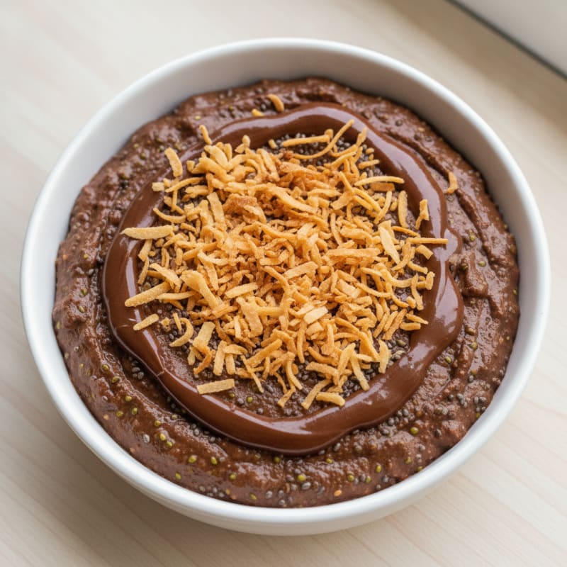 Silky Chocolate Protein Pudding with Toasted Coconut